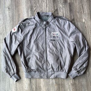 Members Only Jacket Gray Mobil Jacket Vintage Zip Up Size 44